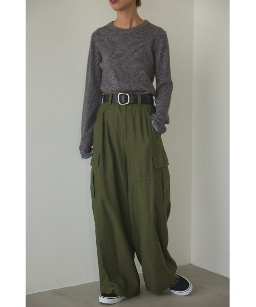 BLACK BY MOUSSY（ブラックバイマウジー）の「wide military pants( ワイドミリタリーパンツ)（カーゴパンツ・レディース・オフホワイト/カーキ/ブラック・2/1）」の22枚目の写真