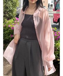 シアーシャイニーボリュームスリーブシャツ