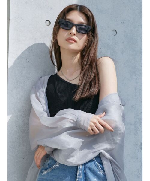 MURUA シアーシャイニーボリュームスリーブシャツ　グレー シャイニーシアーシャツ[品番：MKSW0049290]｜MURUA（ムルーア