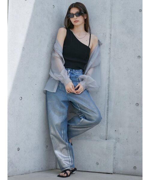 MURUA（ムルーア）の「シアーシャイニーボリュームスリーブシャツ（シャツ/ブラウス・レディース・ピンク/グレー/ホワイト/グリーン/ネイビー/その他1・FREE）」の12枚目の写真