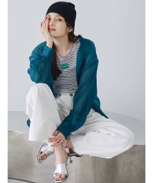 MURUA（ムルーア）の「シアーシャイニーボリュームスリーブシャツ（シャツ/ブラウス・レディース・ピンク/グレー/ホワイト/グリーン/ネイビー/その他1・FREE）」の14枚目の写真