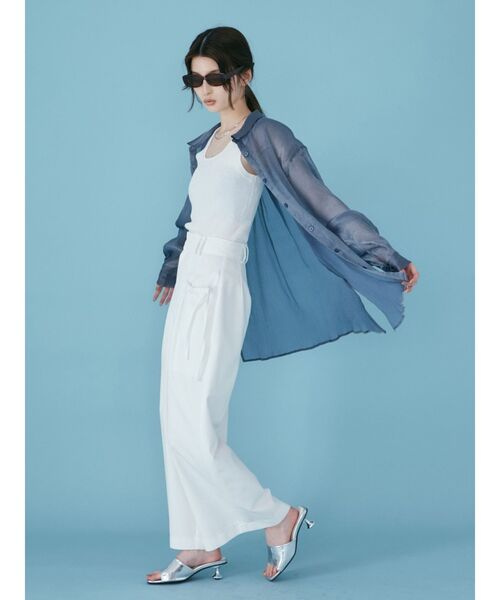 MURUA（ムルーア）の「シアーシャイニーボリュームスリーブシャツ（シャツ/ブラウス・レディース・ピンク/グレー/ホワイト/グリーン/ネイビー/その他1・FREE）」の18枚目の写真