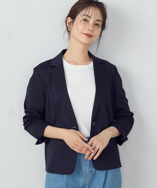 セール】【 ウォッシャブル ストレッチ 】鹿の子 テーラード