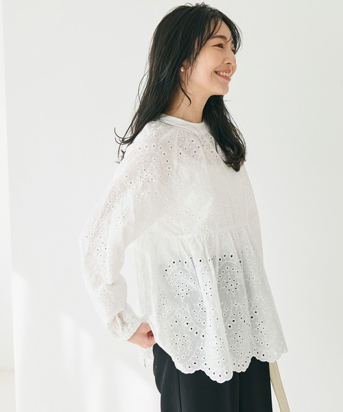 coca（coca）（コカ）の「刺繍カットワークブラウス（シャツ/ブラウス・レディース・ライトブルー/ホワイト・L/M）」の11枚目の写真