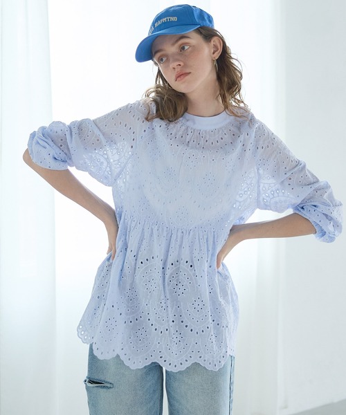 coca（coca）（コカ）の「刺繍カットワークブラウス（シャツ/ブラウス・レディース・ライトブルー/ホワイト・L/M）」の19枚目の写真