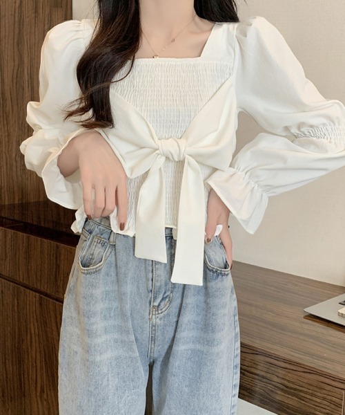 【LA PEAU DE GEM】ボリュームスリーブシャーリングシャツ LA PEAU DE GEM（ラポドゥジェム）の「【LA PEAU DE GEM】シアー