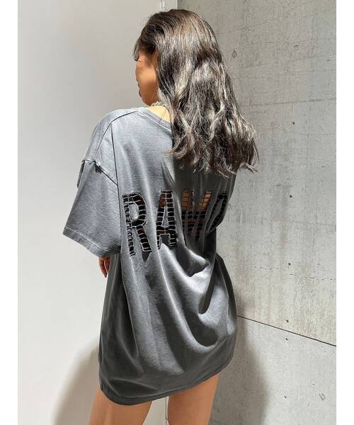 GYDA(ジェイダ)の「RAMOメッシュ VネックTシャツ(Tシャツ/カットソー・レディース・チャコールグレー/オフホワイト/その他1/イエロー・FREE)」の13枚目の写真