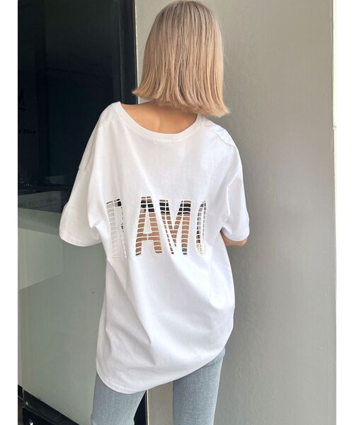 GYDA(ジェイダ)の「RAMOメッシュ VネックTシャツ(Tシャツ/カットソー・レディース・チャコールグレー/オフホワイト/その他1/イエロー・FREE)」の14枚目の写真