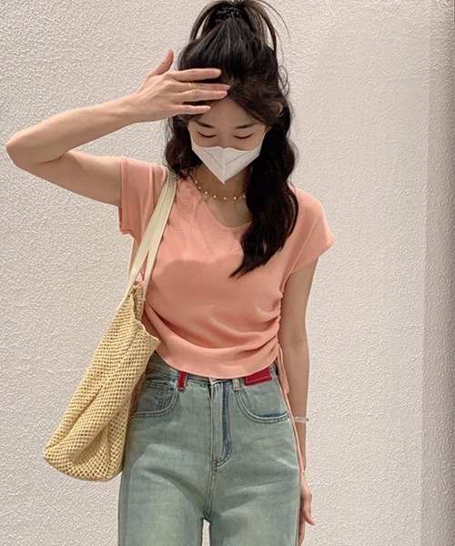 Miniministore(ミニミニストア)の「サマーニット ボーダー柄 レディース夏服(Tシャツ/カットソー・レディース・ブラック/ブラック×ホワイト/ホワイト/ベージュ×ブラック/ベージュ・FREE)」の10枚目の写真