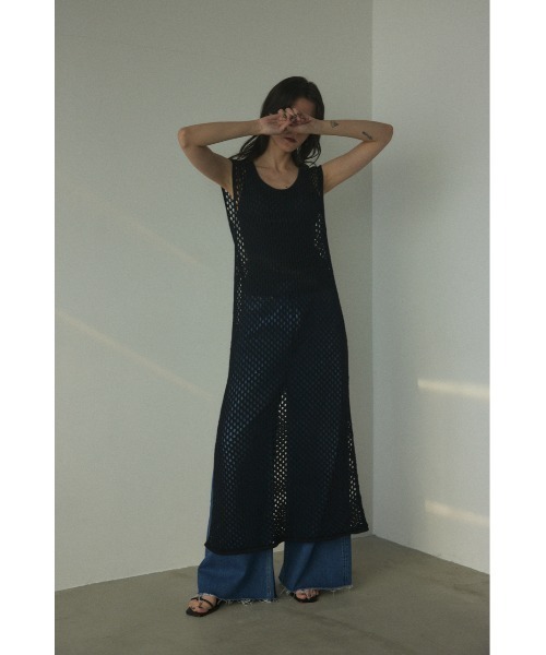BLACK BY MOUSSY（ブラックバイマウジー）の「2way mesh knit dress(2ウェイメッシュニットドレス)（ワンピース・レディース・ホワイト/ブルー/ブラック・FREE）」の2枚目の写真