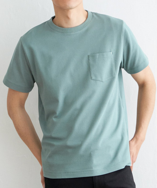 ikka（イッカ）の「ライトダンボールダブルフェイスTシャツ（Tシャツ/カットソー・メンズ・ホワイト/ブラック/ミント/ネイビー/パープル/ベージュ・S/M/L/XL）」の4枚目の写真