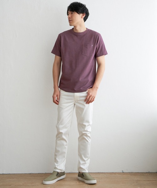 ikka（イッカ）の「ライトダンボールダブルフェイスTシャツ（Tシャツ/カットソー・メンズ・ホワイト/ブラック/ミント/ネイビー/パープル/ベージュ・S/M/L/XL）」の17枚目の写真