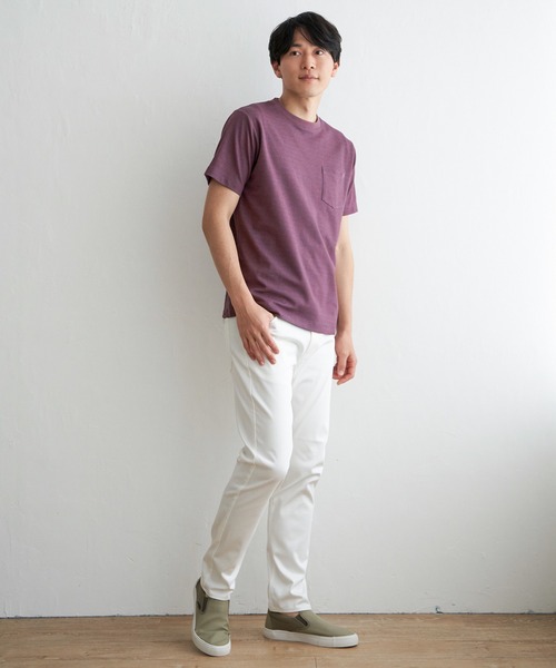 ikka（イッカ）の「ライトダンボールダブルフェイスTシャツ（Tシャツ/カットソー・メンズ・ホワイト/ブラック/ミント/ネイビー/パープル/ベージュ・S/M/L/XL）」の18枚目の写真