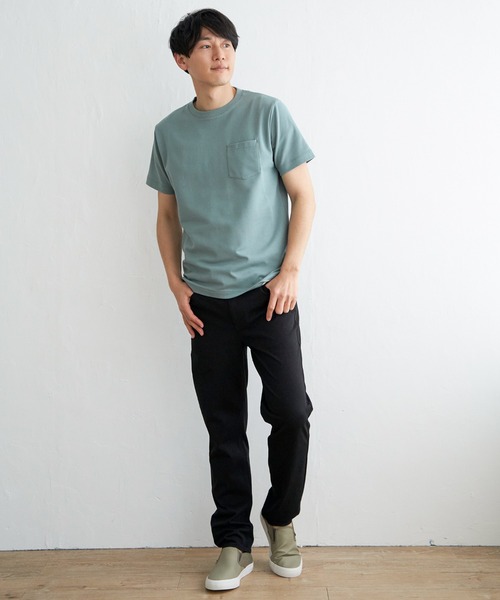 ikka（イッカ）の「ライトダンボールダブルフェイスTシャツ（Tシャツ/カットソー・メンズ・ホワイト/ブラック/ミント/ネイビー/パープル/ベージュ・S/M/L/XL）」の13枚目の写真