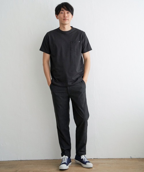 ikka（イッカ）の「ライトダンボールダブルフェイスTシャツ（Tシャツ/カットソー・メンズ・ホワイト/ブラック/ミント/ネイビー/パープル/ベージュ・S/M/L/XL）」の9枚目の写真