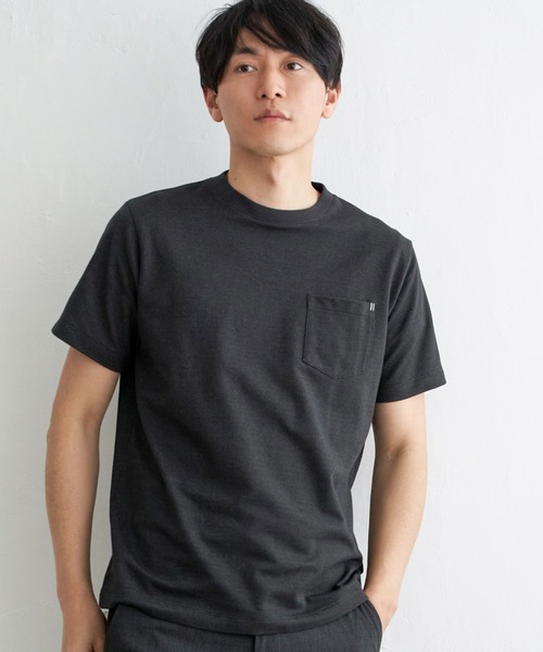 ikka（イッカ）の「ライトダンボールダブルフェイスTシャツ（Tシャツ/カットソー・メンズ・ホワイト/ブラック/ミント/ネイビー/パープル/ベージュ・S/M/L/XL）」の19枚目の写真