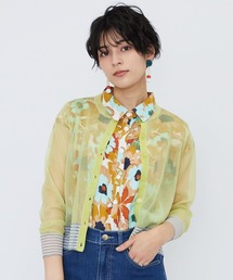 オーガンジーヤーンボーダーコンビカーディガン