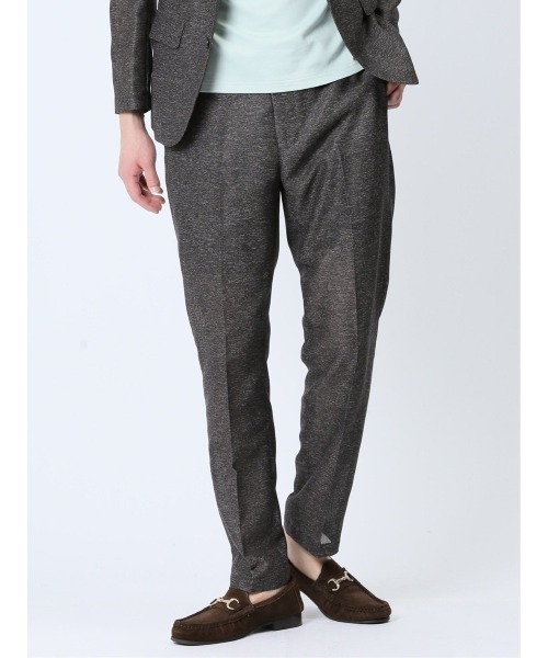TAKA-Q（タカキュー）の「タカキュー TechLinen ノータック ビジネスパンツ 茶(セットアップ可能)（スーツパンツ・メンズ・ブラウン・S/MEDIUM/LARGE/X-LARGE/3L）」の3枚目の写真