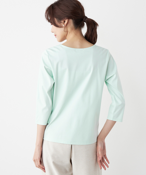 A/C DESIGN BY ALPHA CUBIC(エーシーデザインバイアルファキュービック)の「【接触冷感】七分袖Tシャツ(Tシャツ/カットソー・レディース・ブラック/グリーン・M/L)」の5枚目の写真