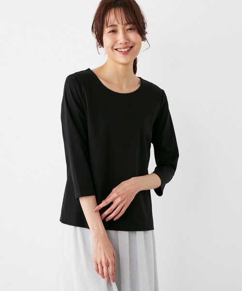 A/C DESIGN BY ALPHA CUBIC(エーシーデザインバイアルファキュービック)の「【接触冷感】七分袖Tシャツ(Tシャツ/カットソー・レディース・ブラック/グリーン・M/L)」の13枚目の写真