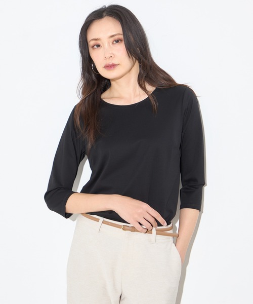 A/C DESIGN BY ALPHA CUBIC(エーシーデザインバイアルファキュービック)の「【接触冷感】七分袖Tシャツ(Tシャツ/カットソー・レディース・ブラック/グリーン・M/L)」の14枚目の写真