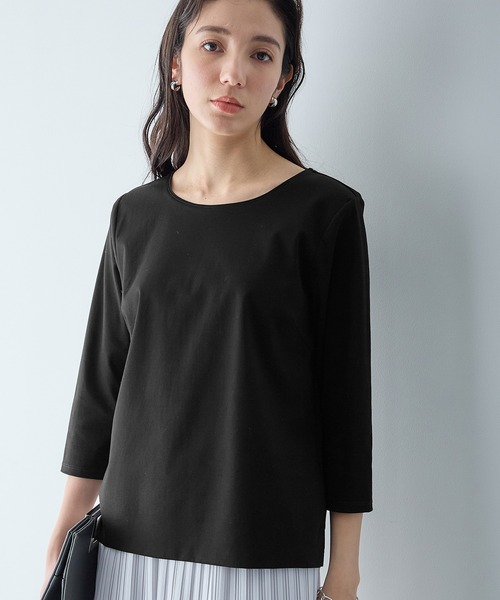 A/C DESIGN BY ALPHA CUBIC(エーシーデザインバイアルファキュービック)の「【接触冷感】七分袖Tシャツ(Tシャツ/カットソー・レディース・ブラック/グリーン・M/L)」の17枚目の写真