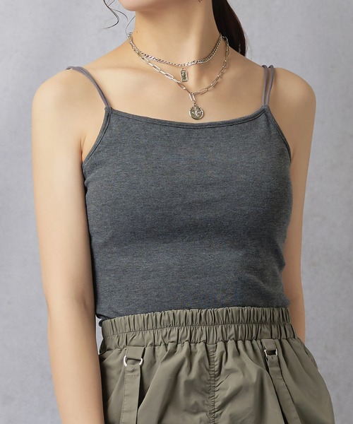Lull（ルル）の「【Lull / ルル】ダブルストラップインナーキャミ（キャミソール・レディース・ブラック/キナリ/ベージュ/チャコール・ONESIZE）」の4枚目の写真