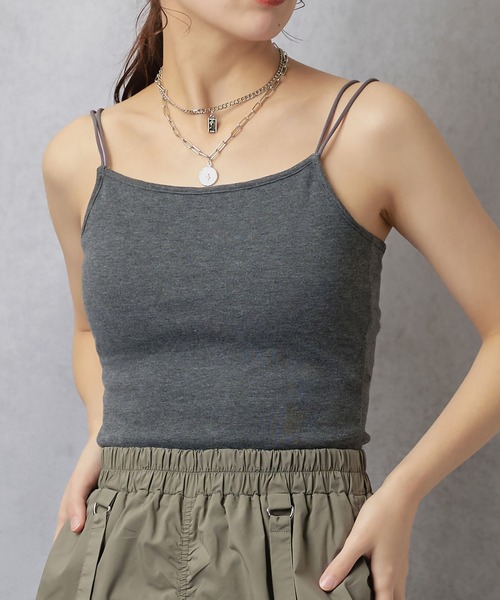 Lull（ルル）の「【Lull / ルル】ダブルストラップインナーキャミ（キャミソール・レディース・ブラック/キナリ/ベージュ/チャコール・ONESIZE）」の8枚目の写真