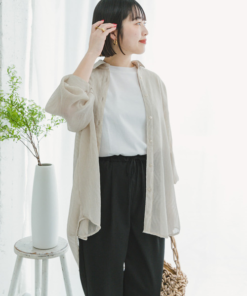 ITEMS URBANRESEARCH（アイテムズ アーバンリサーチ）の「『接触冷感』ヨウリュウシアービッグシャツ（シャツ/ブラウス・レディース・ブラック/ライトブルー/オフホワイト/ミント・FREE）」の2枚目の写真