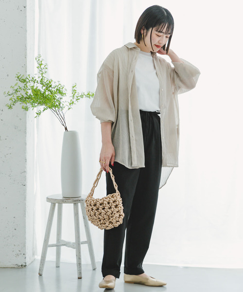 ITEMS URBANRESEARCH（アイテムズ アーバンリサーチ）の「『接触冷感』ヨウリュウシアービッグシャツ（シャツ/ブラウス・レディース・ブラック/ライトブルー/オフホワイト/ミント・FREE）」の7枚目の写真