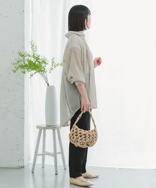 ITEMS URBANRESEARCH（アイテムズ アーバンリサーチ）の「『接触冷感』ヨウリュウシアービッグシャツ（シャツ/ブラウス・レディース・ブラック/ライトブルー/オフホワイト/ミント・FREE）」の8枚目の写真