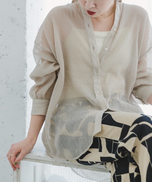 ITEMS URBANRESEARCH（アイテムズ アーバンリサーチ）の「『接触冷感』ヨウリュウシアービッグシャツ（シャツ/ブラウス・レディース・ブラック/ライトブルー/オフホワイト/ミント・FREE）」の10枚目の写真