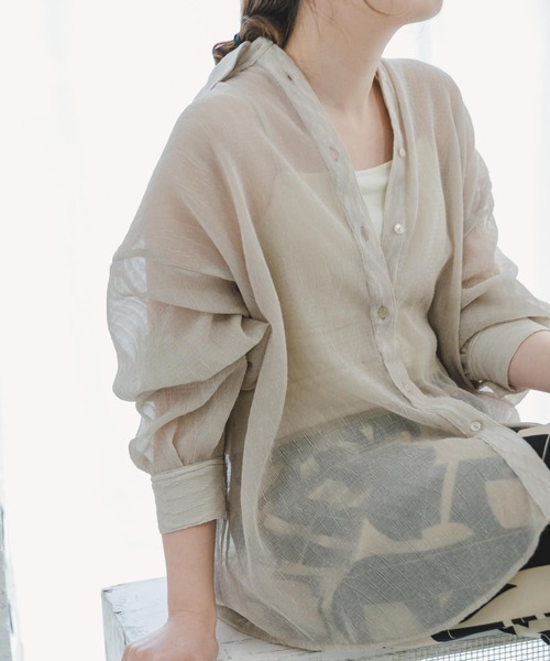 ITEMS URBANRESEARCH（アイテムズ アーバンリサーチ）の「『接触冷感』ヨウリュウシアービッグシャツ（シャツ/ブラウス・レディース・ブラック/ライトブルー/オフホワイト/ミント・FREE）」の11枚目の写真