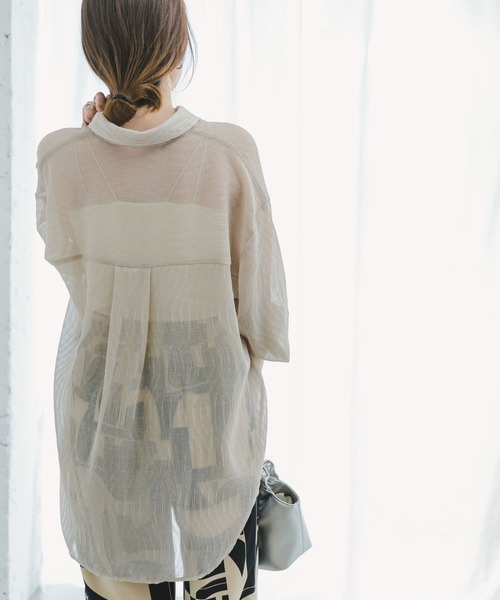 ITEMS URBANRESEARCH（アイテムズ アーバンリサーチ）の「『接触冷感』ヨウリュウシアービッグシャツ（シャツ/ブラウス・レディース・ブラック/ライトブルー/オフホワイト/ミント・FREE）」の13枚目の写真