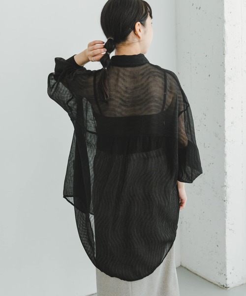 ITEMS URBANRESEARCH（アイテムズ アーバンリサーチ）の「『接触冷感』ヨウリュウシアービッグシャツ（シャツ/ブラウス・レディース・ブラック/ライトブルー/オフホワイト/ミント・FREE）」の19枚目の写真