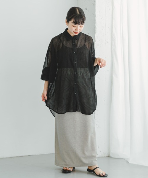 ITEMS URBANRESEARCH（アイテムズ アーバンリサーチ）の「『接触冷感』ヨウリュウシアービッグシャツ（シャツ/ブラウス・レディース・ブラック/ライトブルー/オフホワイト/ミント・FREE）」の20枚目の写真