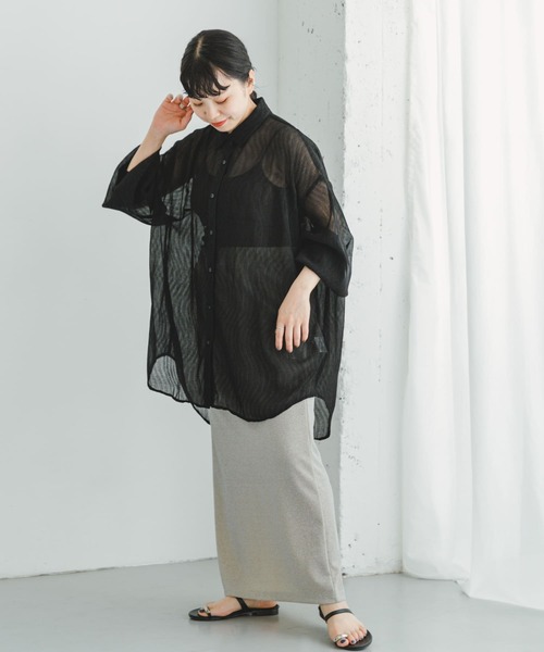 ITEMS URBANRESEARCH（アイテムズ アーバンリサーチ）の「『接触冷感』ヨウリュウシアービッグシャツ（シャツ/ブラウス・レディース・ブラック/ライトブルー/オフホワイト/ミント・FREE）」の21枚目の写真
