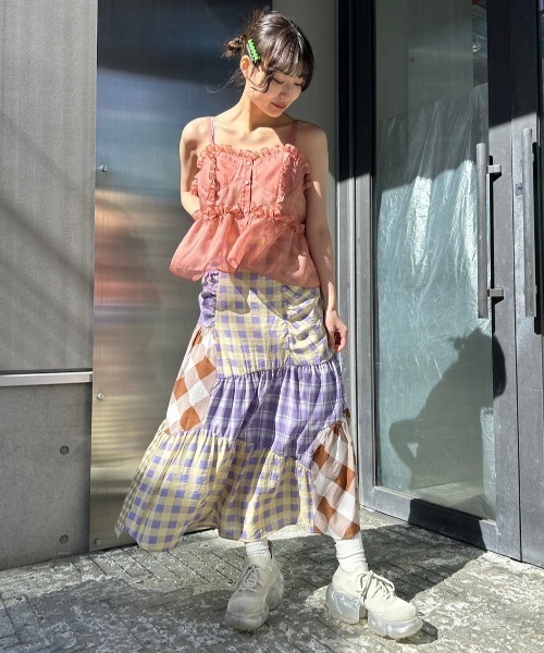 Candy Stripper（キャンディストリッパー）の「PATCHWORK CAMISOLE ワンピース（ワンピース・レディース・ブラック/ライトブルー/ブラウン・2）」の20枚目の写真