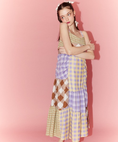 Candy Stripper（キャンディストリッパー）の「PATCHWORK CAMISOLE ワンピース（ワンピース・レディース・ブラック/ライトブルー/ブラウン・2）」の8枚目の写真