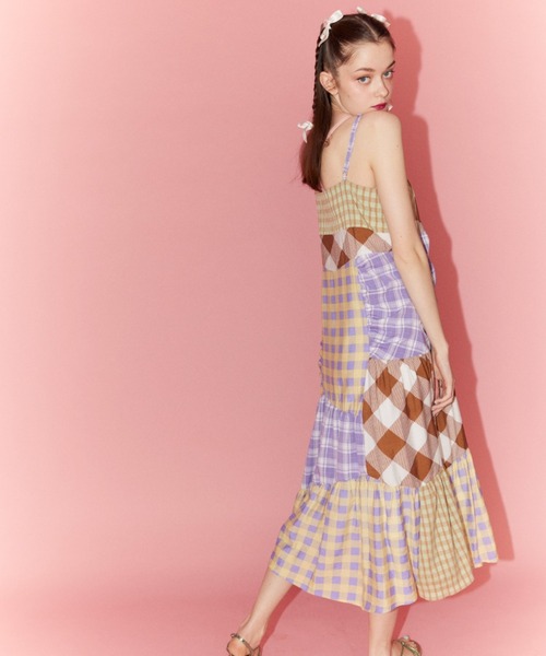 Candy Stripper（キャンディストリッパー）の「PATCHWORK CAMISOLE ワンピース（ワンピース・レディース・ブラック/ライトブルー/ブラウン・2）」の4枚目の写真