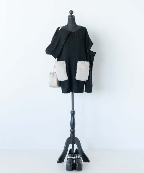 DearMyLoveMillor（ディアマイラブミラー）の「Chatonニットワンピース（ワンピース・レディース・ホワイト/ベビーピンク/ブラック・FREE）」の21枚目の写真