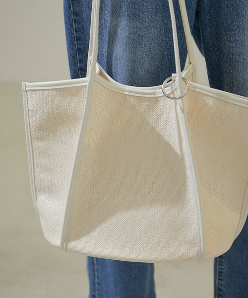 SALON adam et rope'（サロン アダム エ ロペ）の「ミニポーチセット雑材トートバック（トートバッグ・レディース・オフホワイト/ブラック系その他・FREE）」の13枚目の写真