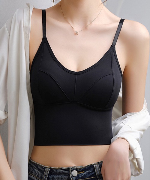 Lace Ladies(レースレディース)の「ソリッドカラー Uバック コンパクト カップ付き キャミソール(キャミソール・レディース・グレー/ブラック/ホワイト/ベージュ・FREE)」の2枚目の写真
