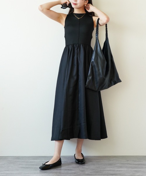 gossip！ロサンゼルス（ゴシップロサンゼルス）の「ウエストギャザー ノースリーブワンピース（ワンピース・レディース・ブラック/ホワイト・FREE）」の16枚目の写真