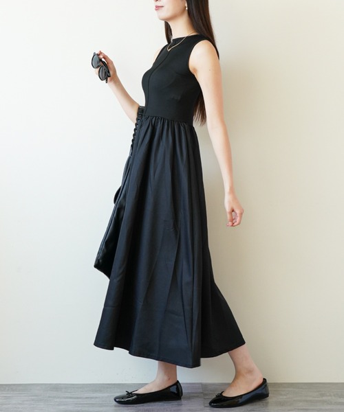 gossip！ロサンゼルス（ゴシップロサンゼルス）の「ウエストギャザー ノースリーブワンピース（ワンピース・レディース・ブラック/ホワイト・FREE）」の17枚目の写真