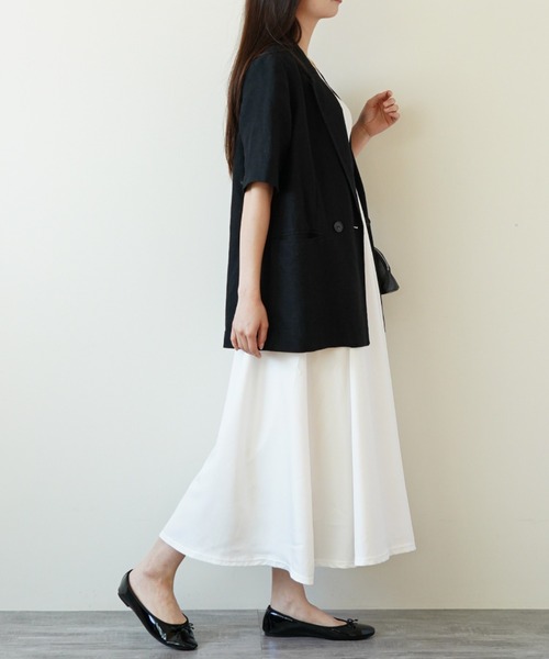 gossip！ロサンゼルス（ゴシップロサンゼルス）の「ウエストギャザー ノースリーブワンピース（ワンピース・レディース・ブラック/ホワイト・FREE）」の8枚目の写真