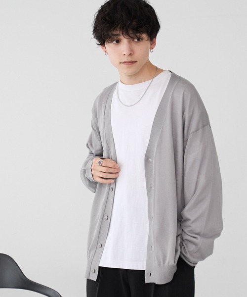WEGO(ウィゴー)の「WEGO/シアーカーディガン(カーディガン/ボレロ・メンズ・グレー/ブラック・MEDIUM/LARGE)」の4枚目の写真