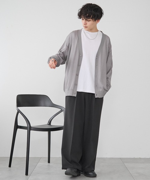 WEGO(ウィゴー)の「WEGO/シアーカーディガン(カーディガン/ボレロ・メンズ・グレー/ブラック・MEDIUM/LARGE)」の7枚目の写真