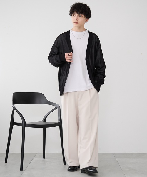 WEGO(ウィゴー)の「WEGO/シアーカーディガン(カーディガン/ボレロ・メンズ・グレー/ブラック・MEDIUM/LARGE)」の5枚目の写真