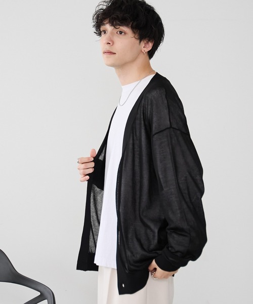 WEGO(ウィゴー)の「WEGO/シアーカーディガン(カーディガン/ボレロ・メンズ・グレー/ブラック・MEDIUM/LARGE)」の14枚目の写真